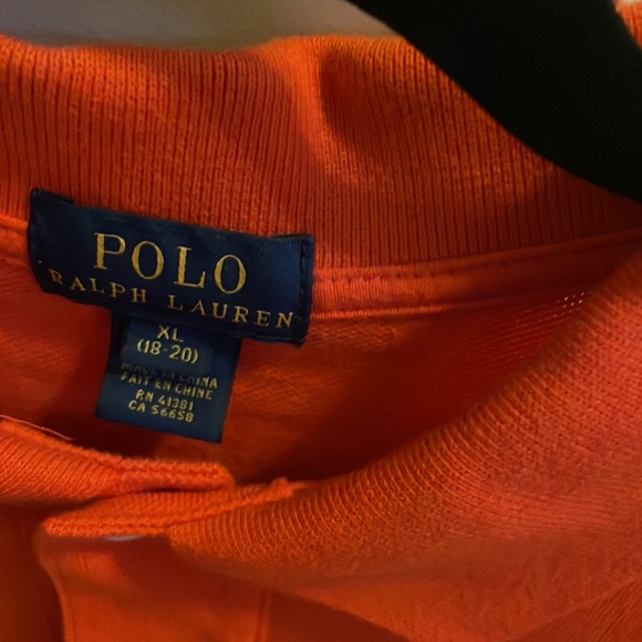 RALPH LAUREN LIKE NEW  Ralph Lauren red-orange long sleeved polo.  Boys size XL. - Picture 4 of 4